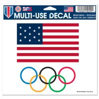 USOC Olympic Rings Multi-Use Decal -Clear Bckrgd 5" x 6"