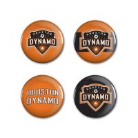 Houston Dynamo Logo and Wordmark Button 4 Pack 1 1/4" Rnd