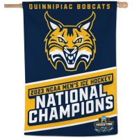 NCAA Hockey Champion Quinnipiac Bobcats MENS FROZEN FOUR CHAMPION Vertical Flag 28" x 40"